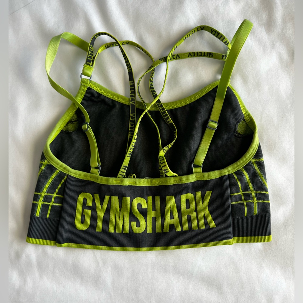 Gymshark Black and Neon Green Sports Bra